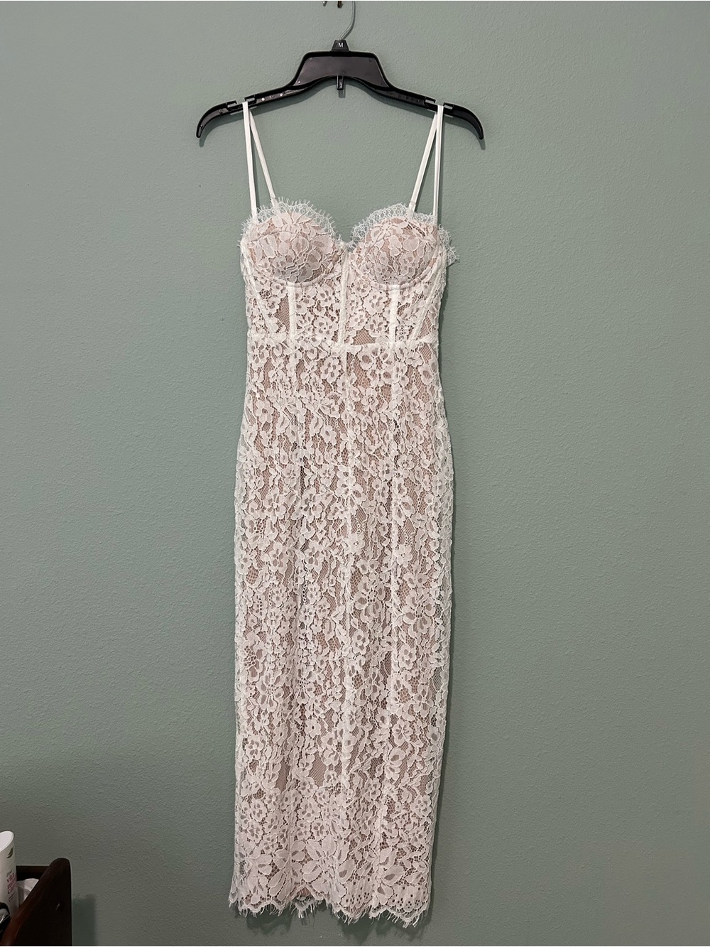 NWT Evenuel Lace Bustier formal Maxi Dress in Ivory